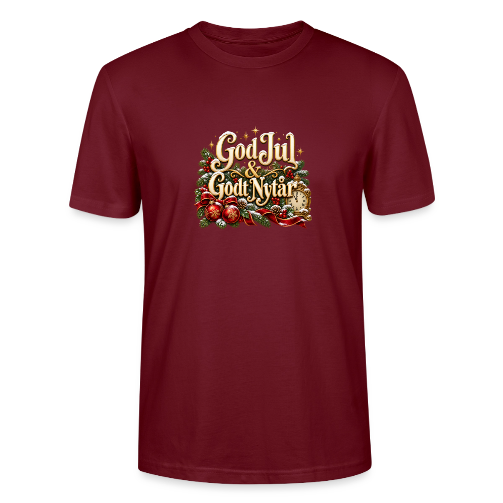 CityShirts - T-shirt - God Jul & Godt Nytår – jul og nytår - CS060 - burgunder-rød
