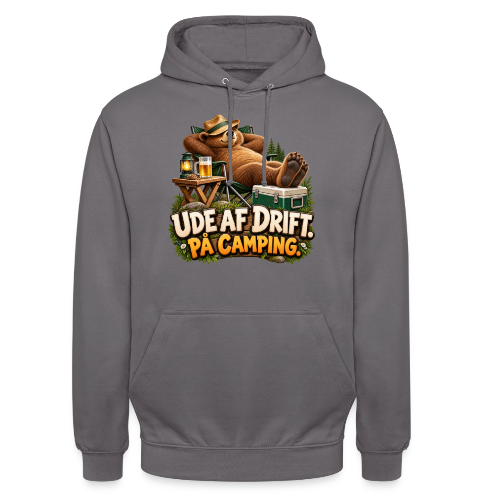 CityShirts - Hoodie - Ude af drift. På camping. - CS035 - mellemgrå