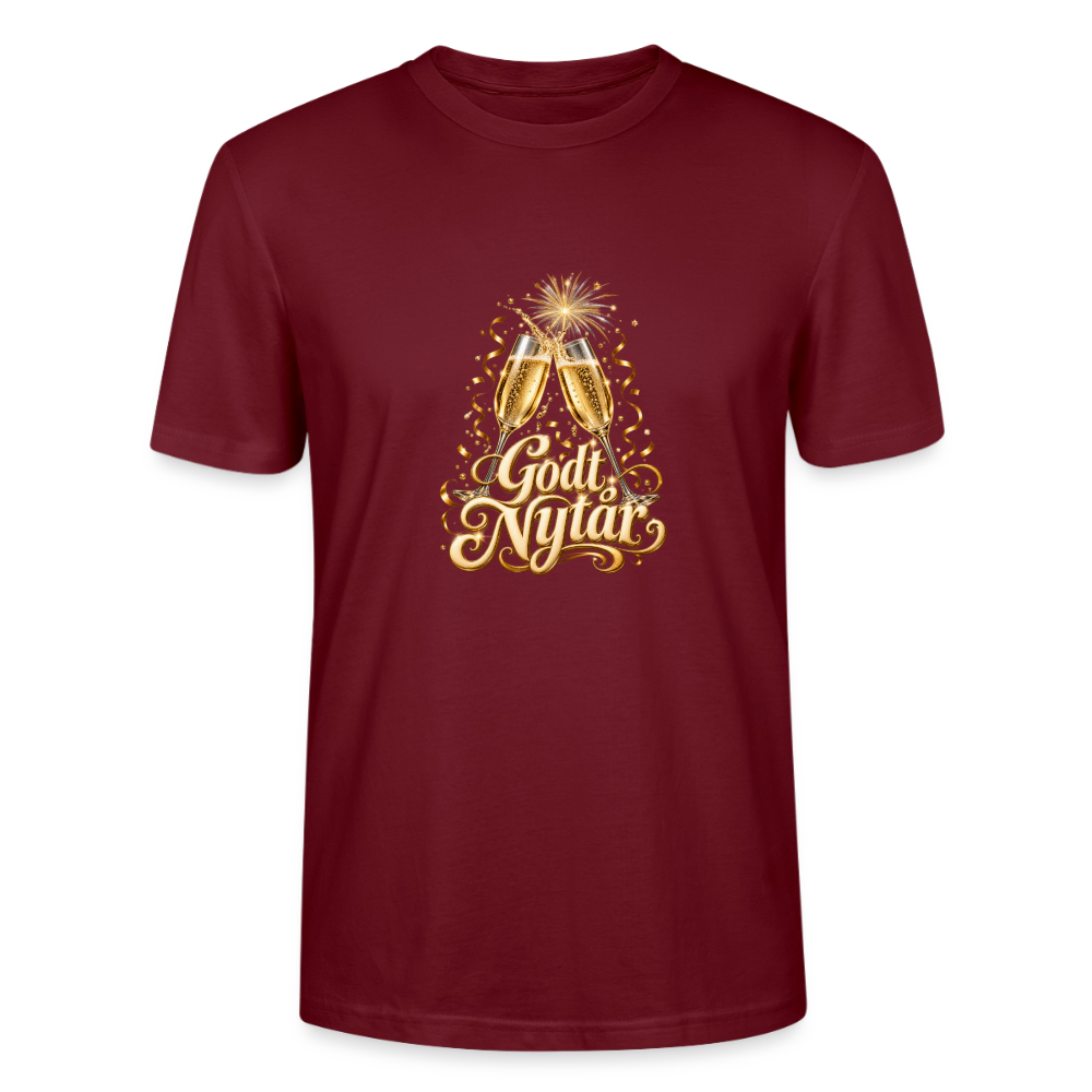 CityShirts - T-shirt - Godt Nytår – champagne og fyrværkeri - CS066 - burgunder-rød