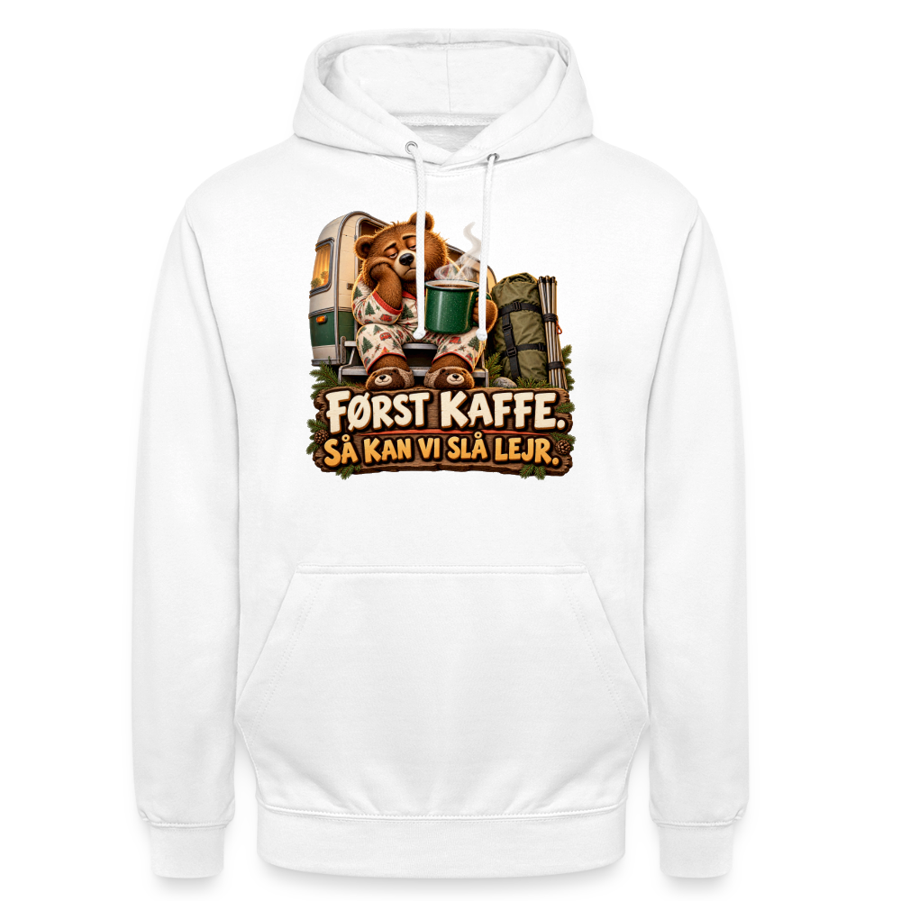 CityShirts - Hoodie - Først kaffe – Så kan vi slå lejr - CS043 - hvid