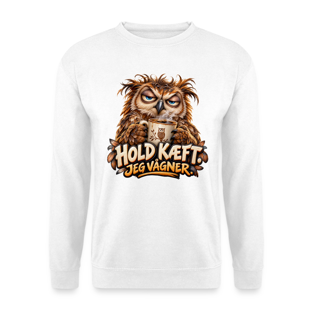 CityShirts - Sweatshirt - Hold kæft. Jeg vågner. – morgenugle - CS027 - hvid