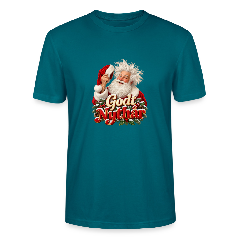 CityShirts - T-shirt - Godt Nythår – julemand med morgenhår - CS061 - havblå