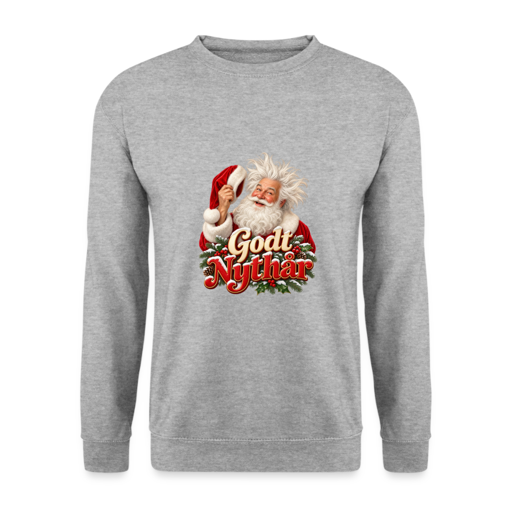 CityShirts - Sweatshirt - Godt Nythår – julemand med morgenhår - CS061 - hvidgrå meleret