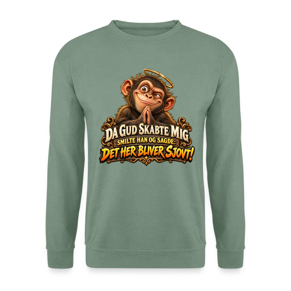 CityShirts - Sweatshirt - Da Gud skabte mig – Det her bliver sjovt! - CS004 - grågrøn