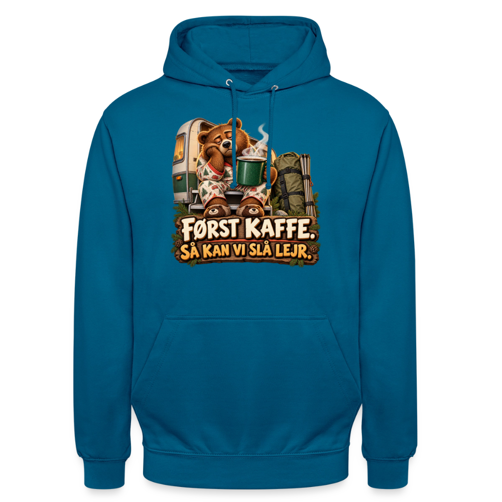CityShirts - Hoodie - Først kaffe – Så kan vi slå lejr - CS043 - dybt havblå 