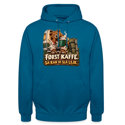 CityShirts - Hoodie - Først kaffe – Så kan vi slå lejr - CS043 - dybt havblå 