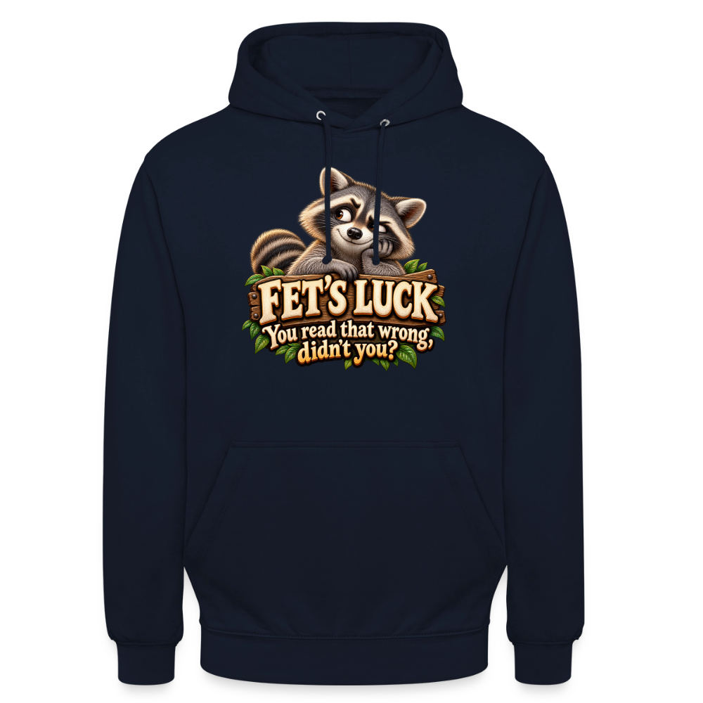 CityShirts - Hoodie - Fet’s Luck – You read that wrong, didn’t you? - CS003 - marineblå