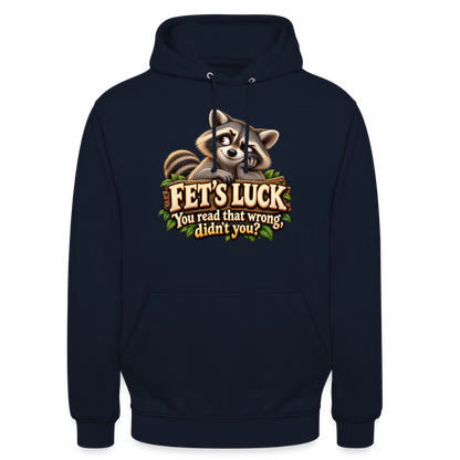 CityShirts - Hoodie - Fet’s Luck – You read that wrong, didn’t you? - CS003 - marineblå
