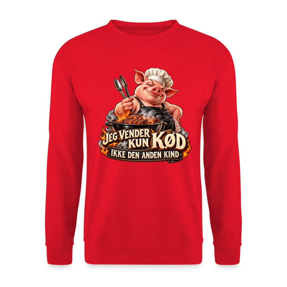CityShirts - Sweatshirt - Jeg vender kun kød – Ikke den anden kind - CS044 - rød