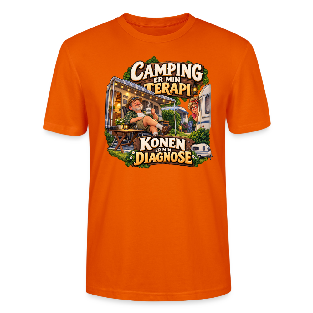 CityShirts - T-shirt - Camping er min terapi – Konen er min diagnose - CS032 - mørk orange