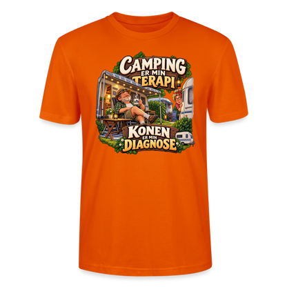 CityShirts - T-shirt - Camping er min terapi – Konen er min diagnose - CS032 - mørk orange