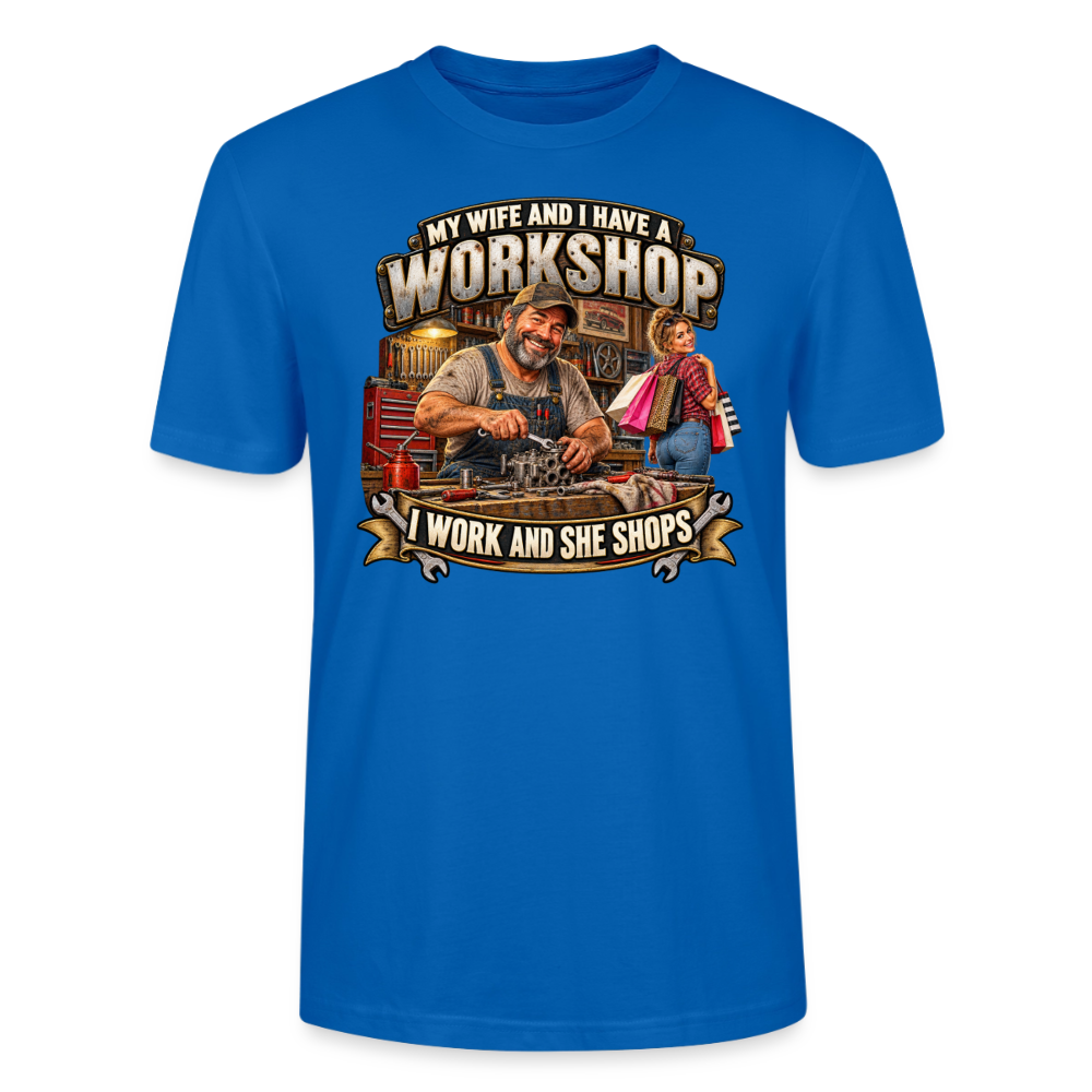 CityShirts - T-shirt - Workshop – I work and she shops - CS021 - påfugleblå
