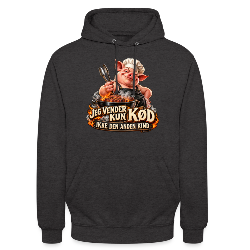 CityShirts - Hoodie - Jeg vender kun kød – Ikke den anden kind - CS044 - charcoal