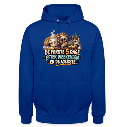 CityShirts - Hoodie - De første 5 dage efter weekenden er de værste - CS023 - kongeblå
