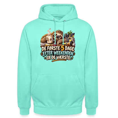 CityShirts - Hoodie - De første 5 dage efter weekenden er de værste - CS023 - mint