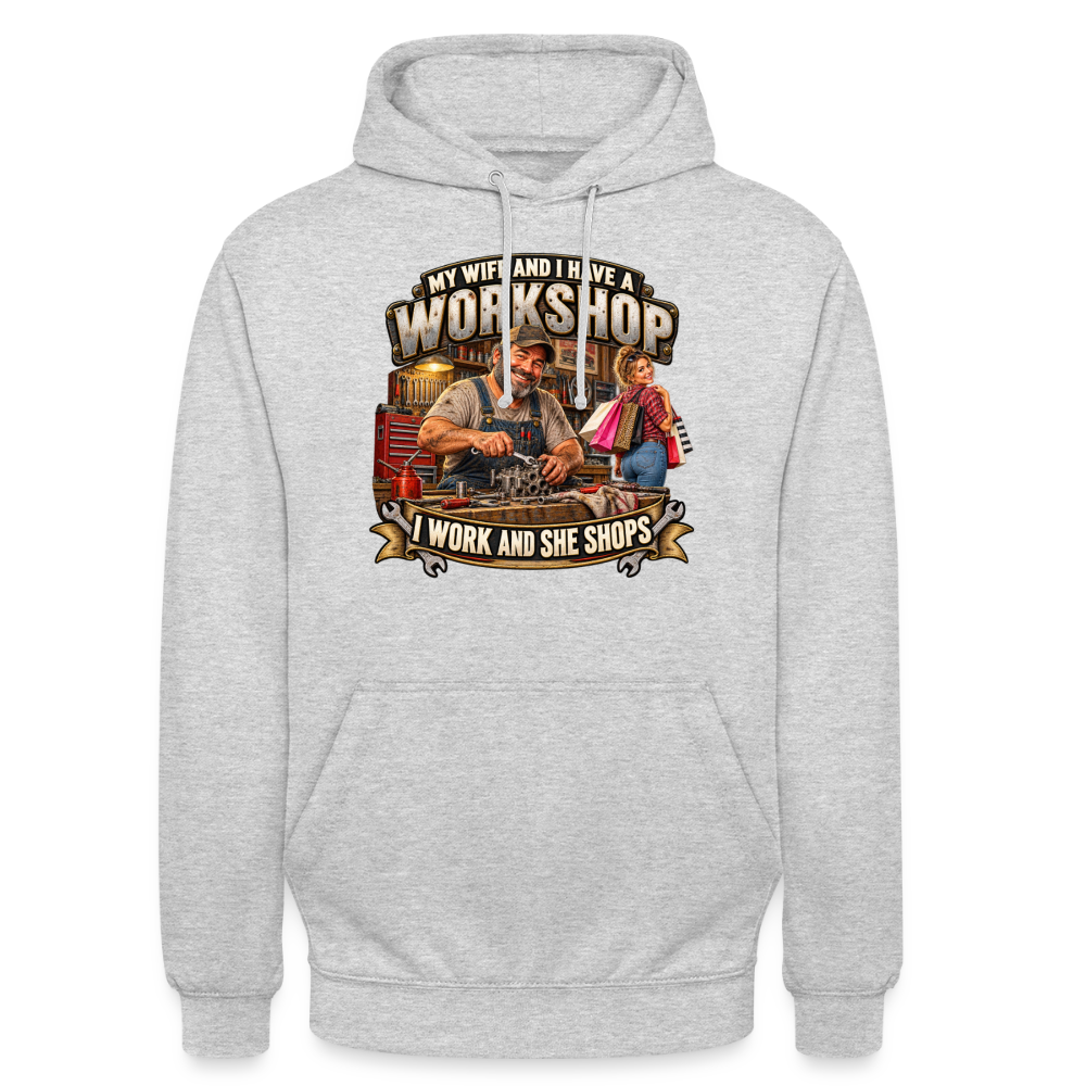 CityShirts - Hoodie - Workshop – I work and she shops - CS021 - lysegrå meleret