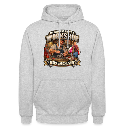 CityShirts - Hoodie - Workshop – I work and she shops - CS021 - lysegrå meleret