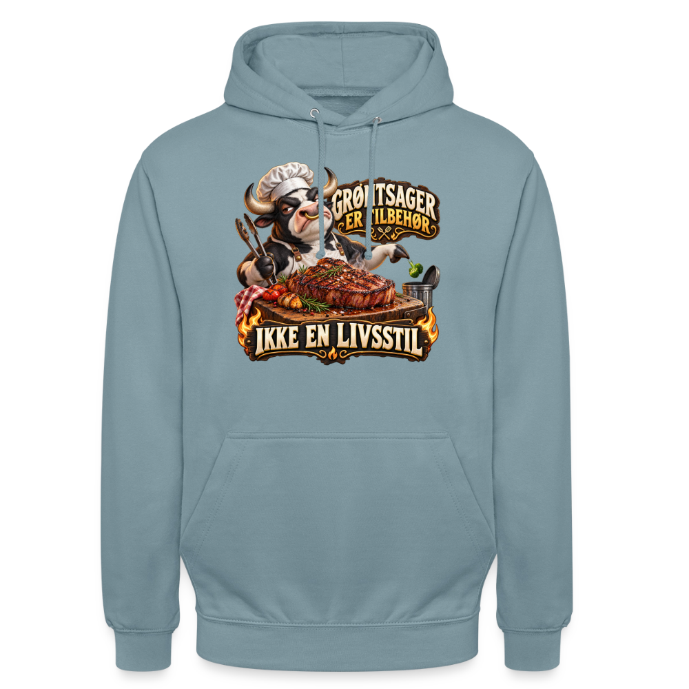 CityShirts - Hoodie - Grøntsager er tilbehør – Ikke en livsstil - CS053 - gråblå