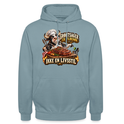 CityShirts - Hoodie - Grøntsager er tilbehør – Ikke en livsstil - CS053 - gråblå