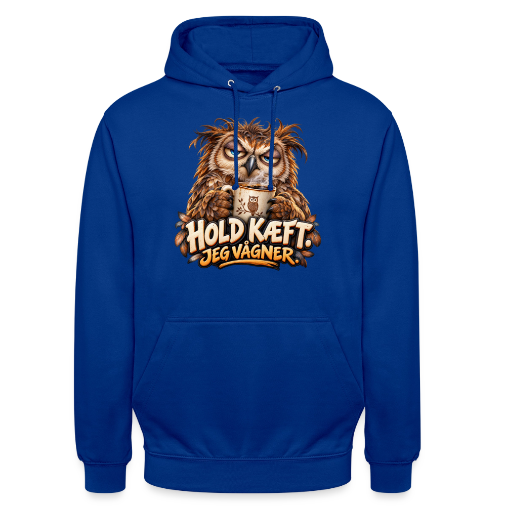 CityShirts - Hoodie - Hold kæft. Jeg vågner. – morgenugle - CS027 - kongeblå