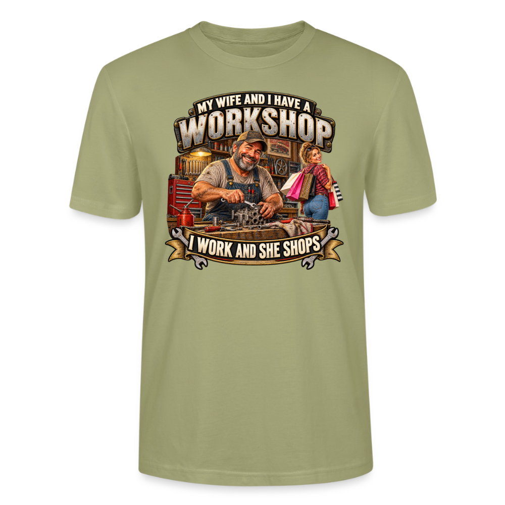 CityShirts - T-shirt - Workshop – I work and she shops - CS021 - grågrøn
