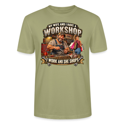 CityShirts - T-shirt - Workshop – I work and she shops - CS021 - grågrøn