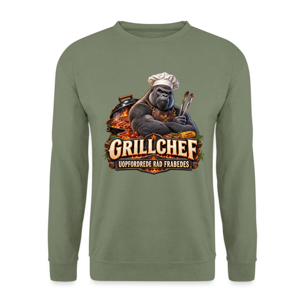 CityShirts - Sweatshirt - Grillchef – Uopfordrede råd frabedes - CS047 - militærgrøn