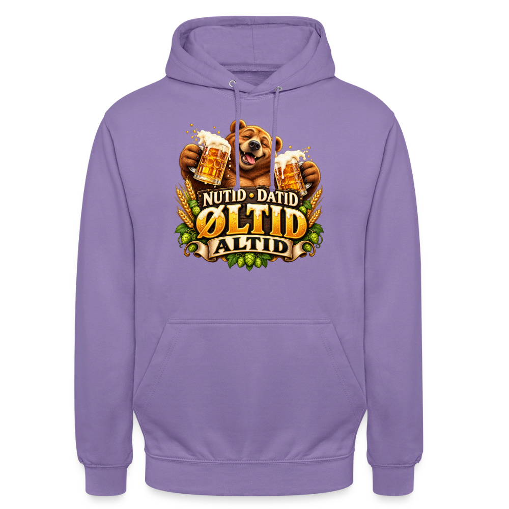 CityShirts - Hoodie - Nutid, datid, øltid – altid - CS006 - lavendel