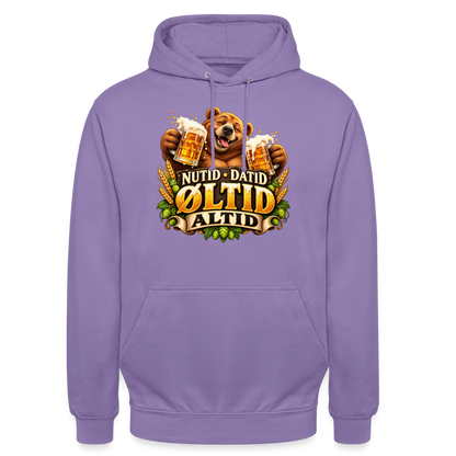 CityShirts - Hoodie - Nutid, datid, øltid – altid - CS006 - lavendel
