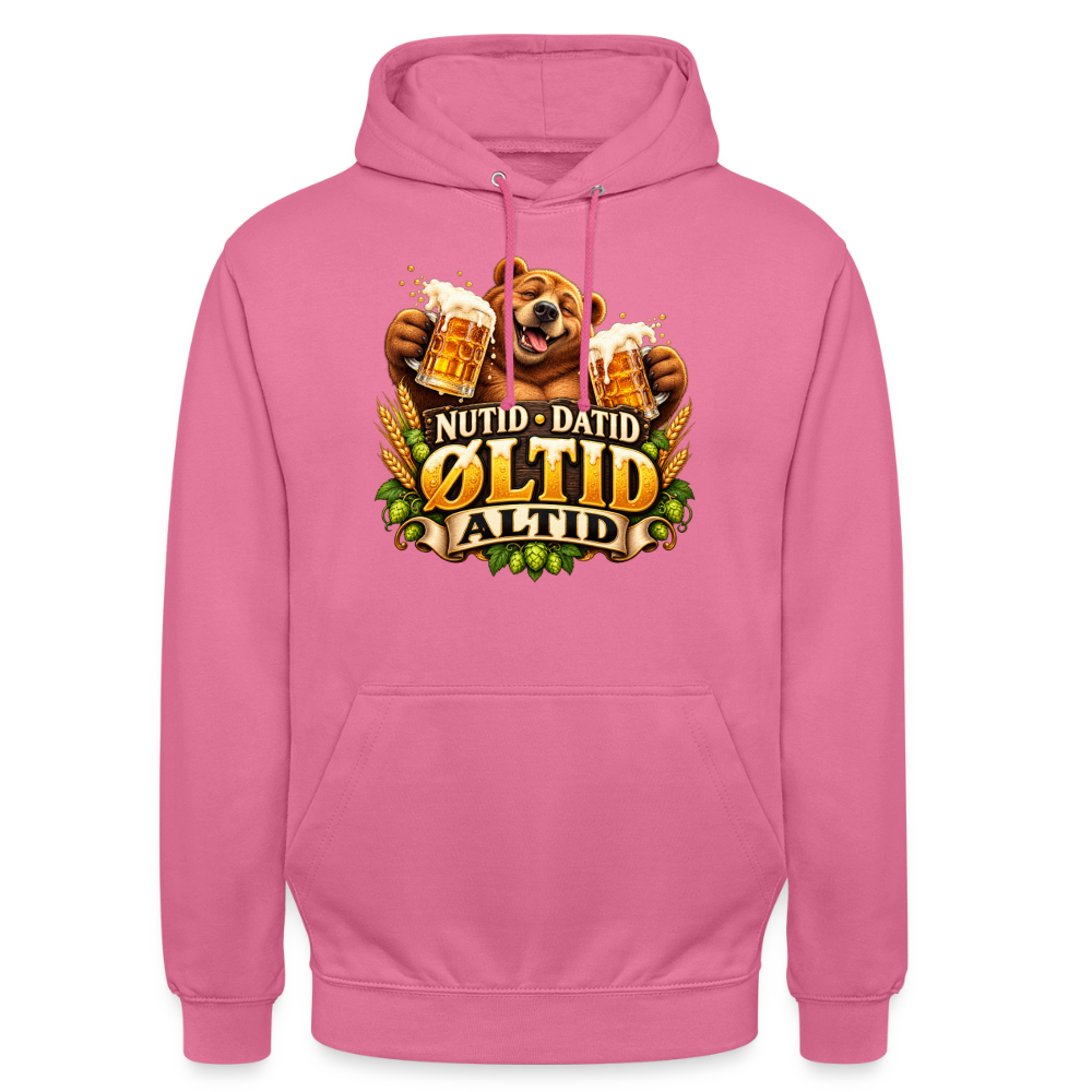 CityShirts - Hoodie - Nutid, datid, øltid – altid - CS006 - pink