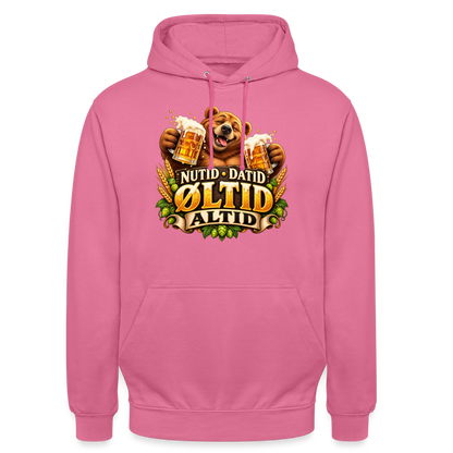 CityShirts - Hoodie - Nutid, datid, øltid – altid - CS006 - pink