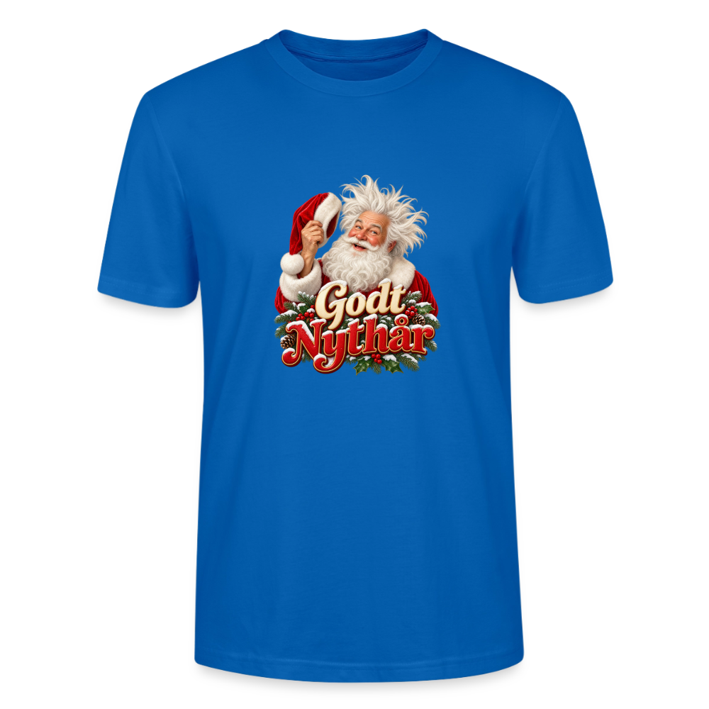 CityShirts - T-shirt - Godt Nythår – julemand med morgenhår - CS061 - påfugleblå