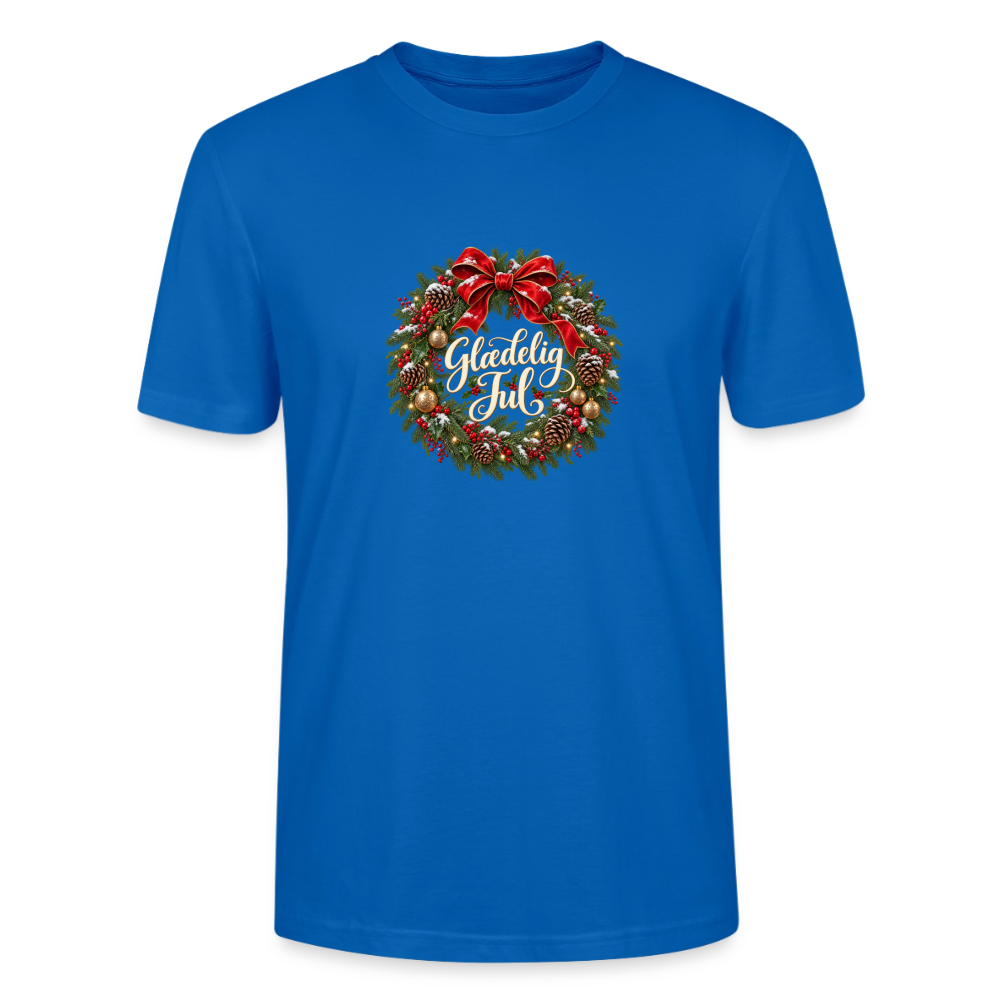 CityShirts - T-shirt - Glædelig Jul – julekrans - CS059 - påfugleblå