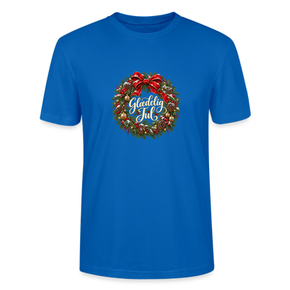 CityShirts - T-shirt - Glædelig Jul – julekrans - CS059 - påfugleblå