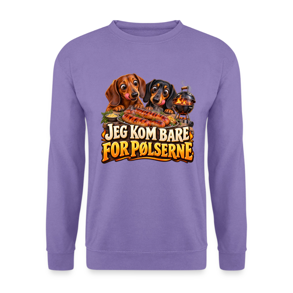 CityShirts - Sweatshirt - Jeg kom bare for pølserne - CS048 - lavendel