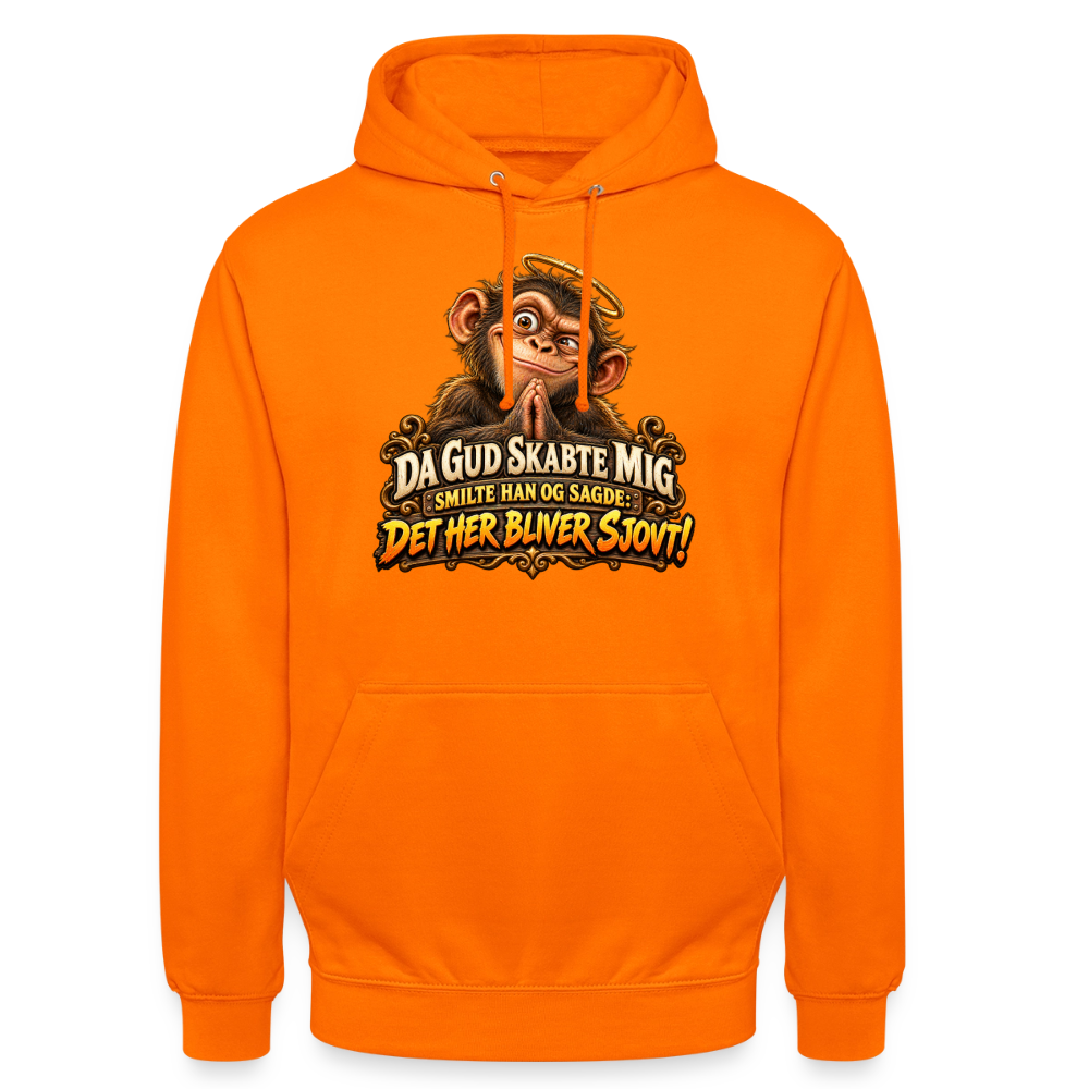 CityShirts - Hoodie - Da Gud skabte mig – Det her bliver sjovt! - CS004 - orange
