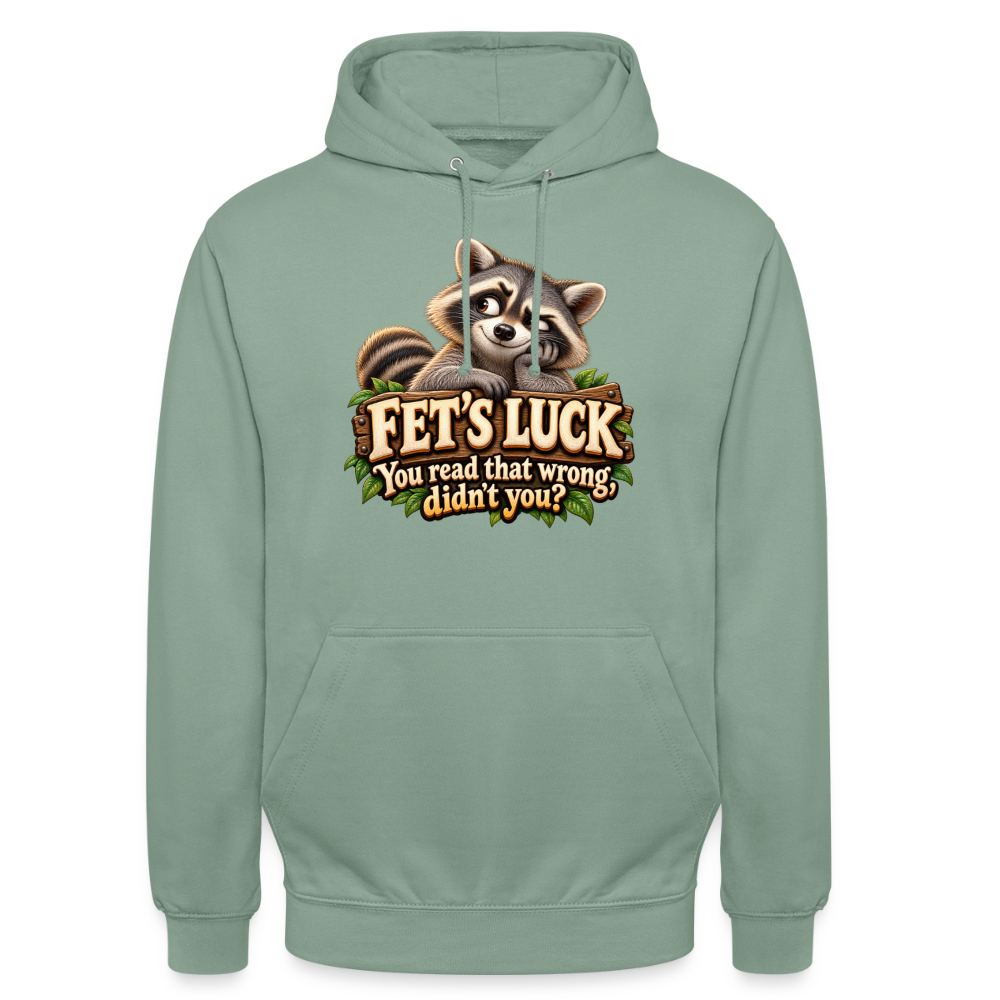 CityShirts - Hoodie - Fet’s Luck – You read that wrong, didn’t you? - CS003 - grågrøn