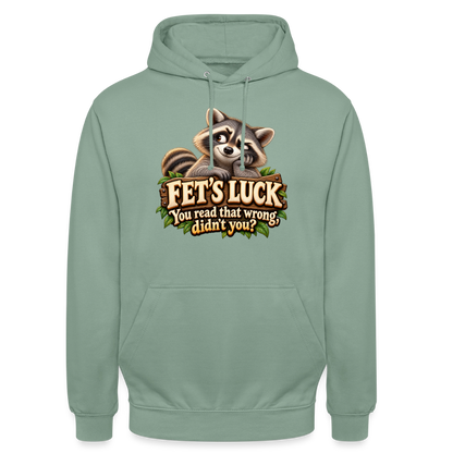 CityShirts - Hoodie - Fet’s Luck – You read that wrong, didn’t you? - CS003 - grågrøn