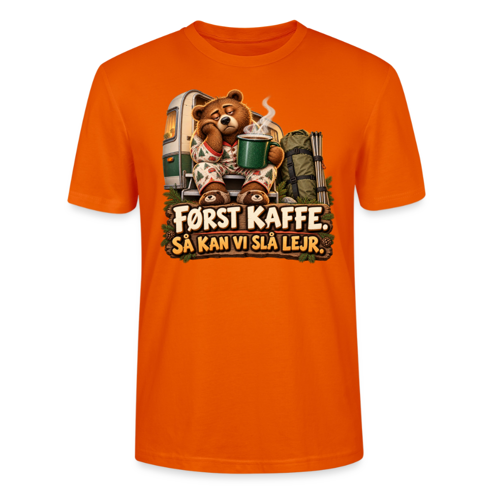 CityShirts - T-shirt - Først kaffe – Så kan vi slå lejr - CS043 - mørk orange
