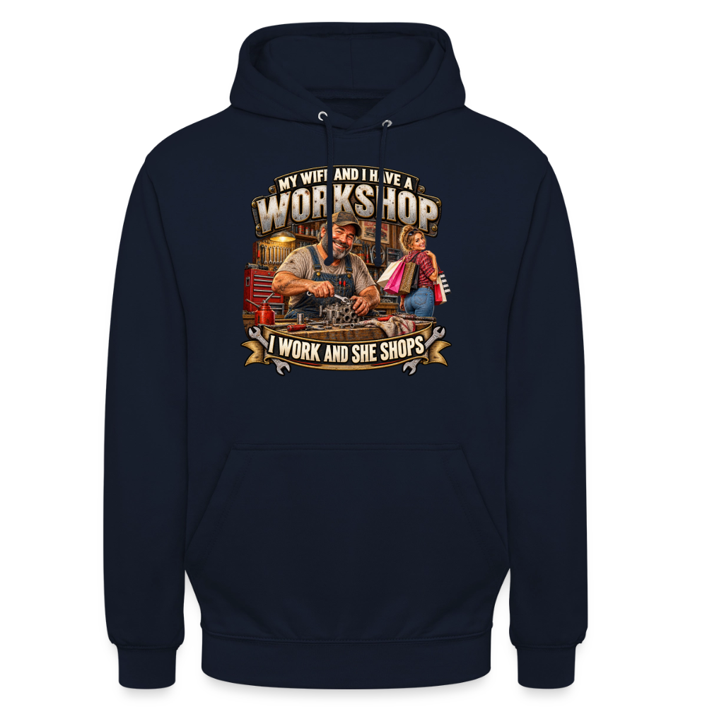 CityShirts - Hoodie - Workshop – I work and she shops - CS021 - marineblå
