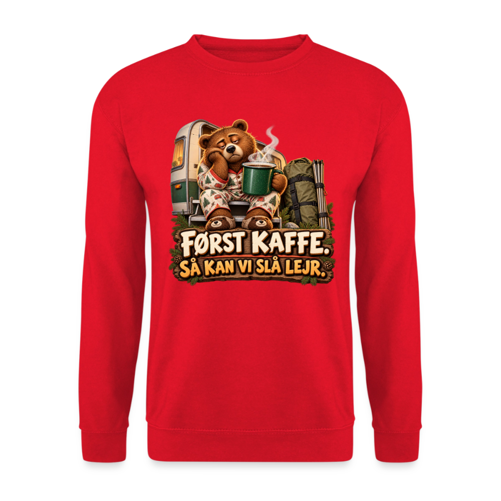 CityShirts - Sweatshirt - Først kaffe – Så kan vi slå lejr - CS043 - rød