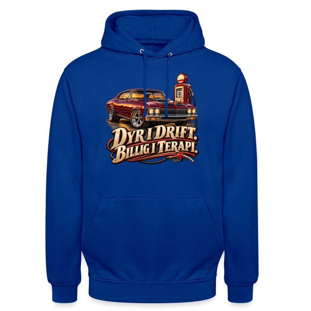 CityShirts - Hoodie - Dyr i drift. Billig i terapi. – V8 - CS029 - kongeblå