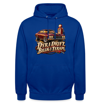 CityShirts - Hoodie - Dyr i drift. Billig i terapi. – V8 - CS029 - kongeblå