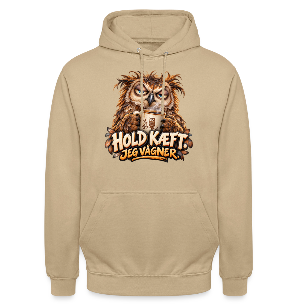 CityShirts - Hoodie - Hold kæft. Jeg vågner. – morgenugle - CS027 - beige