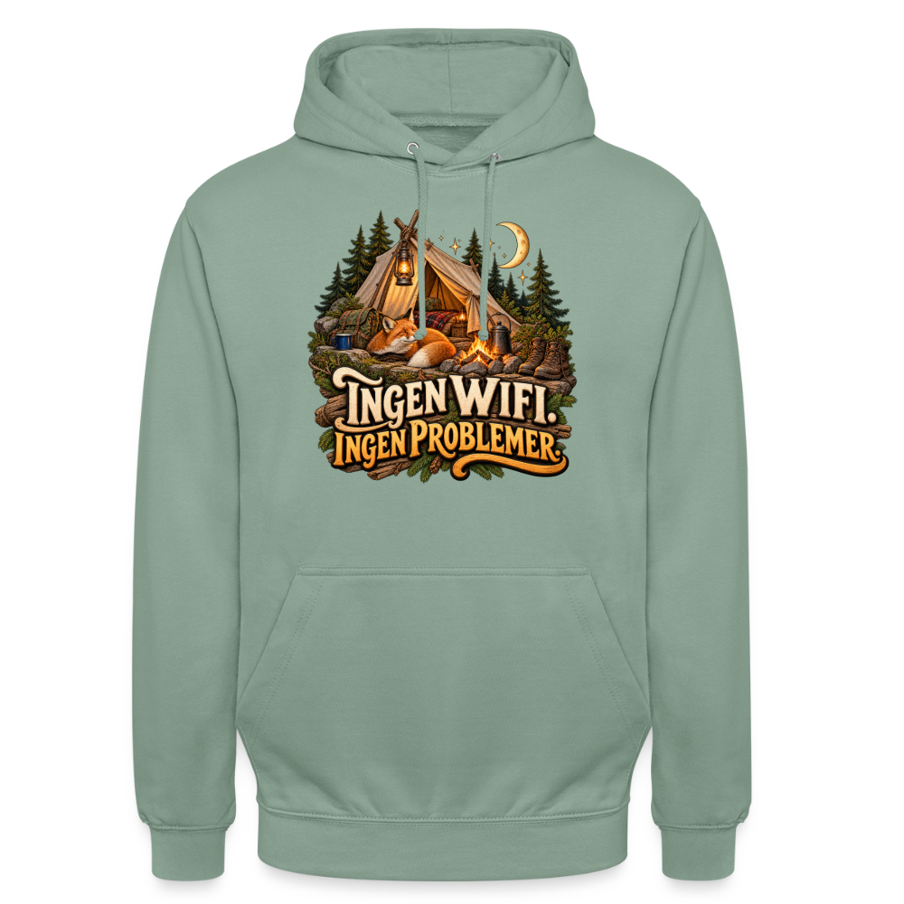 CityShirts - Hoodie - Ingen WiFi. Ingen problemer. - CS036 - grågrøn