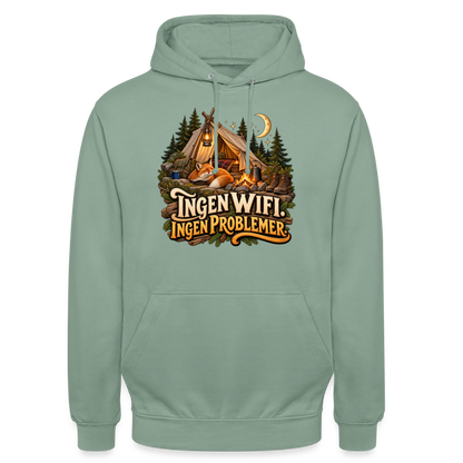 CityShirts - Hoodie - Ingen WiFi. Ingen problemer. - CS036 - grågrøn