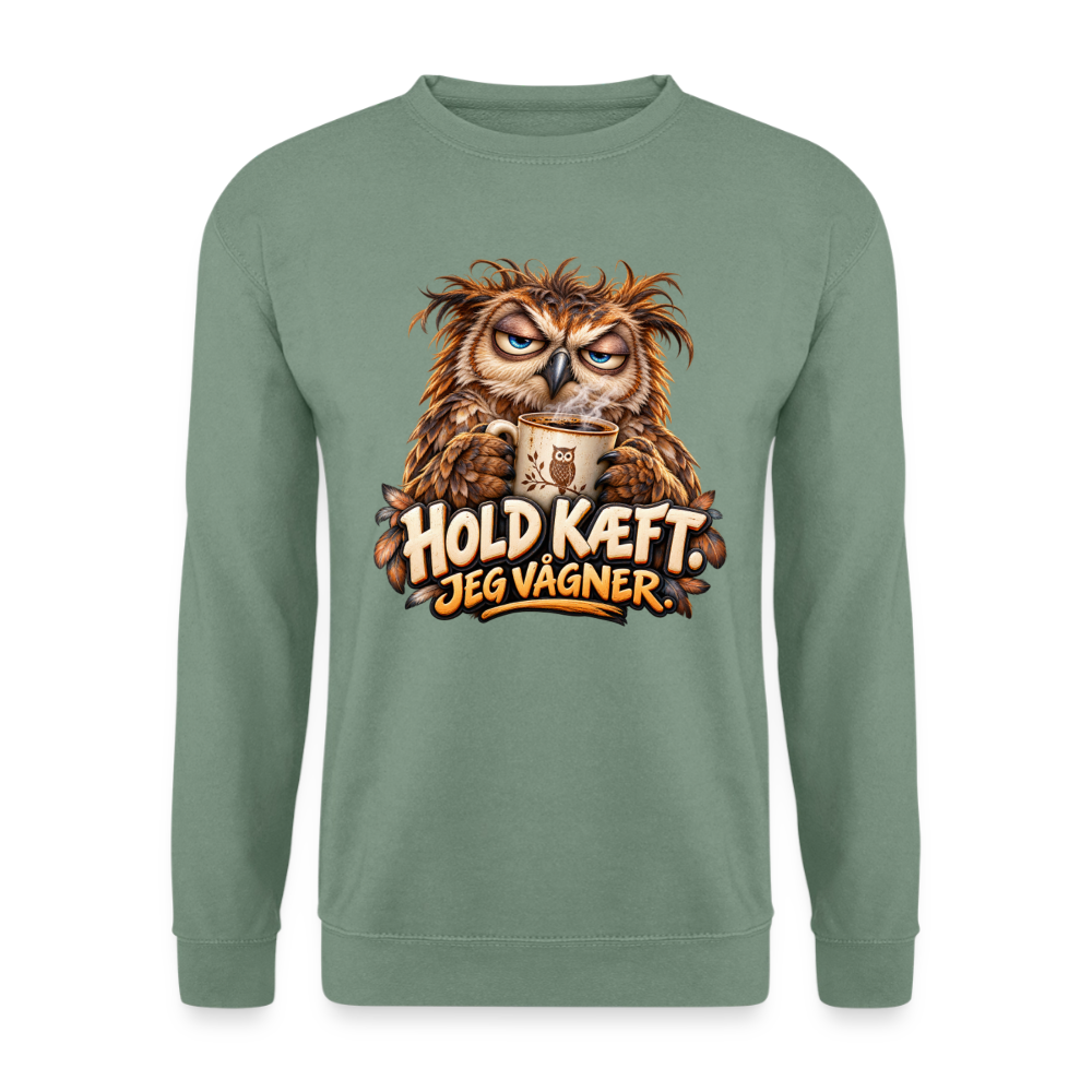 CityShirts - Sweatshirt - Hold kæft. Jeg vågner. – morgenugle - CS027 - grågrøn