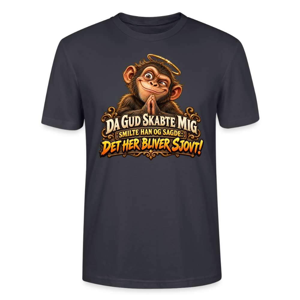 CityShirts - T-shirt - Da Gud skabte mig – Det her bliver sjovt! - CS004 - mørk gråblå