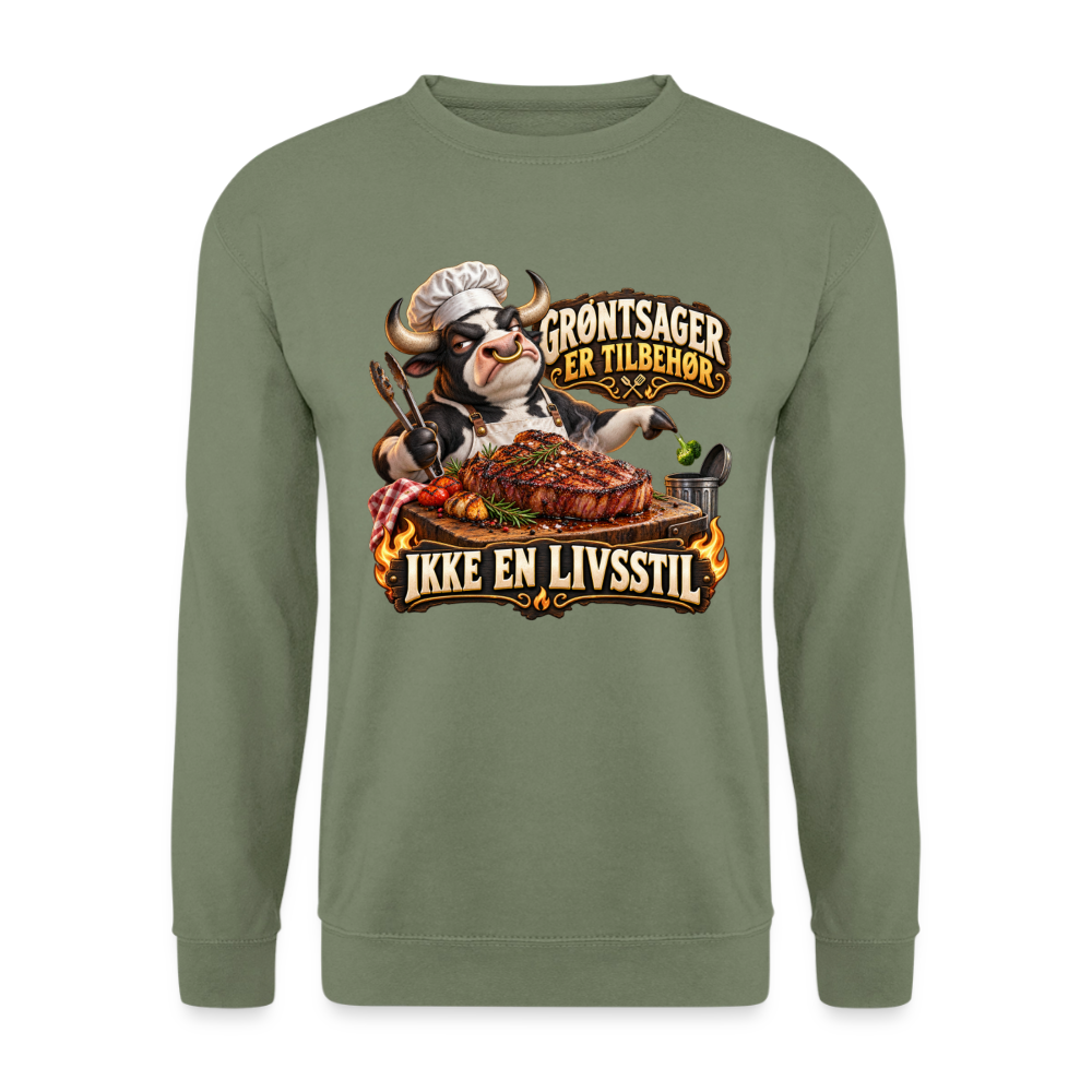 CityShirts - Sweatshirt - Grøntsager er tilbehør – Ikke en livsstil - CS053 - militærgrøn