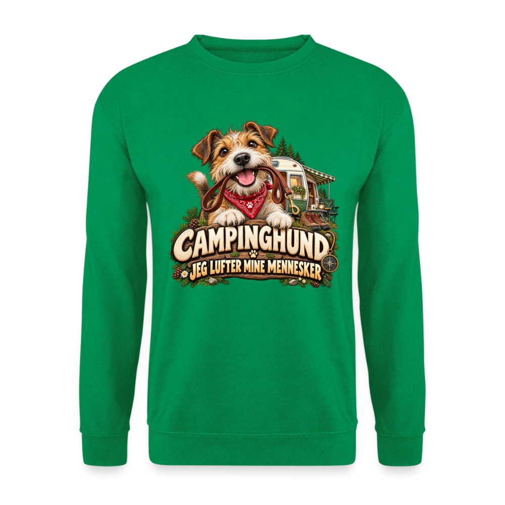 CityShirts - Sweatshirt - Campinghund – Jeg lufter mine mennesker - CS041 - kelly grøn